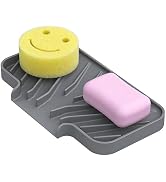 JIUBAR Sponge Holder for Kitchen Sink, Dish Sponge Holder & Soap Tray with Drain, Bathroom Sink S...