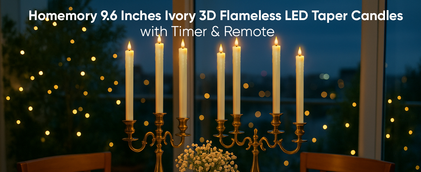 Homemory Real Wax Flameless Taper Candles