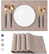 CADONO Placemats Set of 4 Washable Indoor/Outdoor Vinyl Place Mats for Dining Table Durable Non-S...