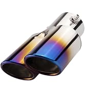 Pniwuno Car Dual Exhaust Tip, 2.5" Stainless Steel Straight Muffler Tailpipe Accessories, Bolt-on...