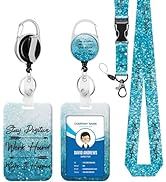 Blue Positive Badge Holder Lanyard ID Card Holders Detachable Name Tag Clips Cute Funny Nurse Tea...