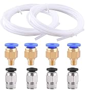 SIQUK 2 Pcs PTFE Teflon Tube (2M) 4 Pcs PC4-M6 Quick Fitting 4 Pcs PC4-M10 Straight Pneumatic Fit...
