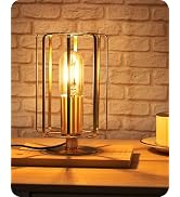 GOEBLESON Industrial Table Lamp, 8.5" Small Bedside Lamp with Dimmable 2400K Warm Light LED Bulb,...