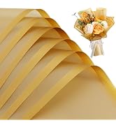 BEISHIDA 20 Pcs Flower Bouquet Wrapping Paper - Gold Waterproof Floral Wrap Paper for Florist Sup...