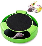 FYNIGO Replaceable Interactive Cat Toy Mouse for Indoor Cats and Kittens,Uncatchable Spinning Mic...