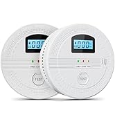 2 Pack Combination Carbon Monoxide and Smoke Alarm for Home, Travel, Office, Battery Operated CO ...