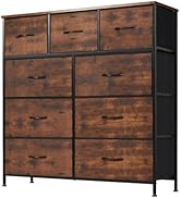 DUMOS Dresser for Bedroom, Storage Organizer with 9 Drawers, Chest of Drawers with Fabric Bins, S...