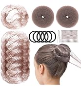 Teenitor Hair Net and Small Donut Bun Maker for Kids, 10 Pcs 30cm Invisible Hair Nets, 2 Pcs Hair...