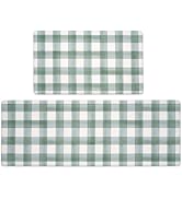 FRESHMINT Modern Farmhouse Plaid 2 Piece Set Kitchen Mats for Floor Anti Fatigue Waterproof & Non...