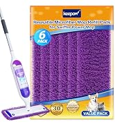 KEEPOW 6 Pack Reusable Mop Pads Compatible with Swiffer PowerMop, Wood Floor Pads Microfiber Mop ...