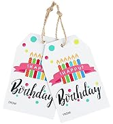 joycraft Happy Birthday Gift Tags with String,100pcs Colorful Candles Birthday Kids Presents,Pers...