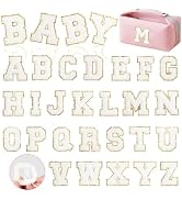 MXCOIRTP Self-Adhesive Chenille Letters Patches, 26PCS White Letter Stickers on Patches Varsity L...