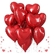 Red Heart Balloons, 18 Inch Red Heart Foil Balloons Large Red Foil Balloons Helium for Valentine'...