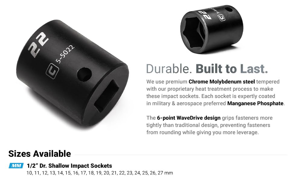 1/2" Dr. Shallow Impact Socket Set