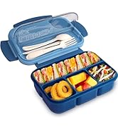 NatraProw Bento Box for Kids/Adults, 4 Compartment Leak-Proof Lunch Containers for Adults, BPA-Fr...