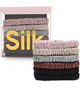 6Pcs Silk Hair Ties Small 22 Momme 100% Pure Mulberry Silk Scrunchies for Women Girls Thin Skinny...