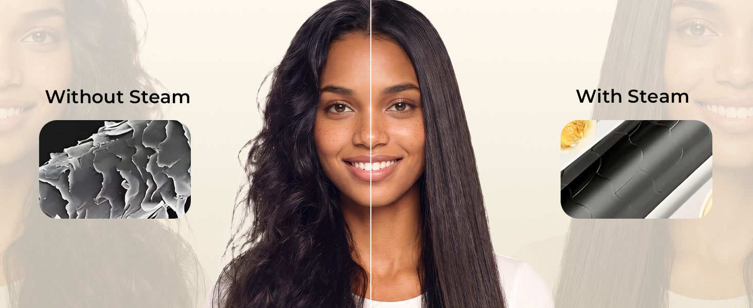 Steam Hair Straightener Brush for Women
