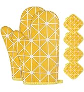 AUAUY Oven Mitts and Potholders BBQ Gloves-Oven Mitts and Pot Holders with Recycled Infill Silico...