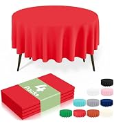 misaya 4 Packs Disposable Plastic Table Cloth, 84" Round Waterproof Tablecloth, Leakproof & Sturd...