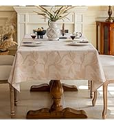 AIRCOWRIE Cotton Linen Tablecloth for Rectangle Tables, Heavy Duty Wrinkle Free Water Resistant W...