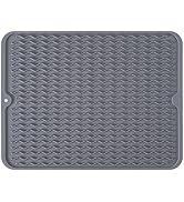 Silicone Dish Drying Mat, Non-Slip Easy Clean Sink Mat Large Heat-resistant Dish Drainer Mat for ...