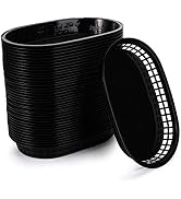 Cedilis 40 Pack Fast Food Baskets, 10.5 x 7 Inch Black Plastic Baskets, Food Service Tray for Hot...