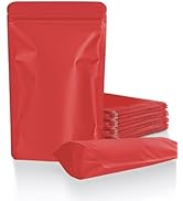 100 Pack Resealable Stand Up Bags,Smell Proof Pouch Sealable Foil Pouch Bags for Packaging (Red, ...