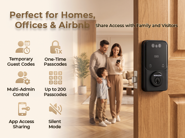 Bluetooth smart door lock with guest access and passcode management
