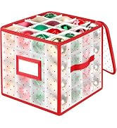 BlessedSeason Christmas Ornament Storage Box with Adjustable Dividers, Store up to 64 3-inch or 3...