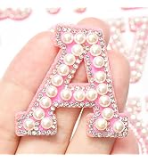 Jongdari Iron on Letters Pearl Letter Patches, 26pcs A-Z Glitter Pearls Rhinestone Sew on Alphabe...