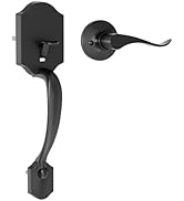 RAFECIEE Black Front Door Handle No Lock, Exterior Door Handles with Passage Lever, Entry Door Ha...