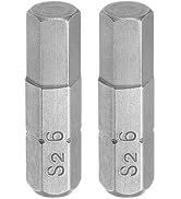 HARFINGTON 2pcs Hex Bits 1/4" Hex Shank H6 Head Magnetic 1" Length S2 Steel Hexagon Wrench Drill ...