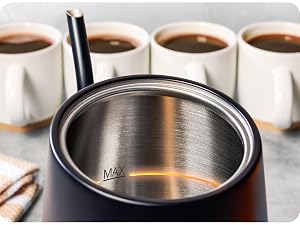 greater goods gooseneck electric kettle 0.8 liters 27 ounces max capacity line with coffee cups