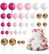 ASTARON 32 Pcs Ball Cake Topper Decorations Mini Balloons Cake Topper Sticks Foam Balls Cake Pick...