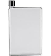 Flat Water Bottle, 750ml A5 Plastic Memo Paper Water Bottle Reusable Slim BPA Free Bottle for Sch...