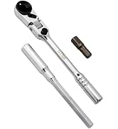 LABEAR 1/4" T-Handle Locking Flex Head Ratchet Set, 3-Piece | 180° angle adjustment, 60-tooth rev...