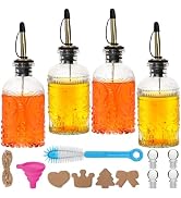 7oz Glass Coffee Syrup Dispenser, 4-Pack Complete Set with Funnel, Brush, Stoppers & Accessories ...