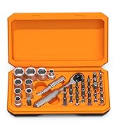 AMIR 42 in 1 Screwdriver Set, Ratchet Torque Wrench Magnetic Drive Set, Ratchet Screwdriver Socke...