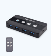 4 Port USB 3.0 Switch Hub USB Sharing Switch for 4 Computers and USB Peripherals