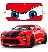 Car Windshield Sun Shade, Red Angry Eyes Sun Visor for Car Windshield Universal Fits Sedan Compac...