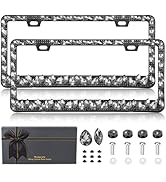 OKLPF Rhinestone Bling License Plate Frames for Women - Sparkle with Glitter Crystals & Diamond B...