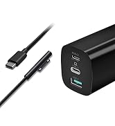 Sisyphy 65W GaN Surface Pro USBC Chager, Surface Connect to USB-C Charging Cable Bundle with GaN ...