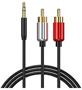 Tianle RCA Audio Cable, 2 RCA Phono Male to 3.5mm Male Headphone Jack Stereo Y Splitter Red and W...