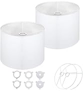 drum Fabric White lamp shades Set of 2 for table lamps – 13" Top x 13" Bottom x 10" High,Qvtekn M...