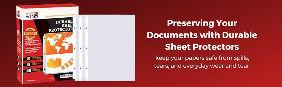 Sheet Protectors, 8.5X11 Inch Clear Page Ring Binder, Plastic Sleeves, Top Loading Paper Protector