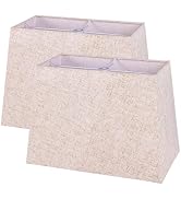 Wellmet Set of 2 Rectangle Lampshade, No Assembly Required,12" X14" X10" | Linen Fabric Lampshade...