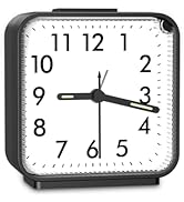 JXTZ Analog Alarm Clock, Bedside Clocks Battery Powered, Silent Non Ticking Travel Clock with Nig...