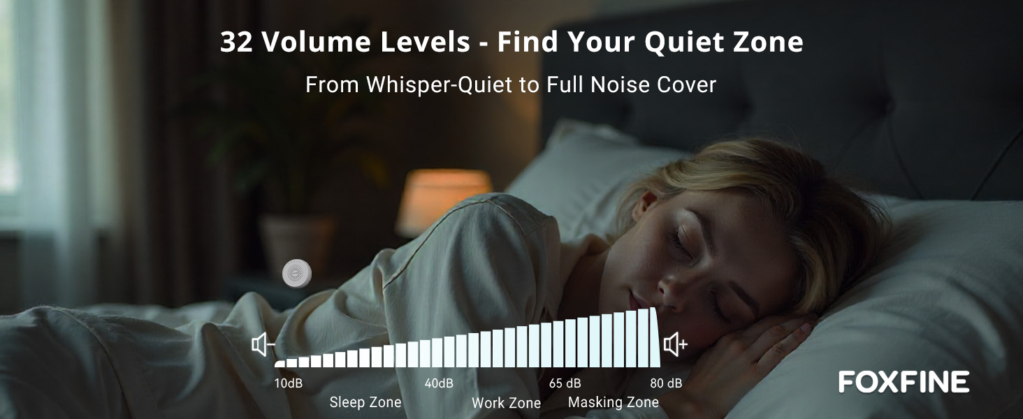 32 adjustable sound levels for FOXFINE portable sound machine