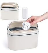 LOVEINUSA Mini Trash Can with Lid, Desktop Trash Can Mountable Garbage Can Countertop Trash Bin f...