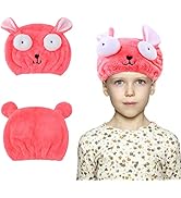 G2PLUS Hair Drying Towel for Kids, Microfiber Absorbent Cartoon Hair Towel Wrap for Children Show...